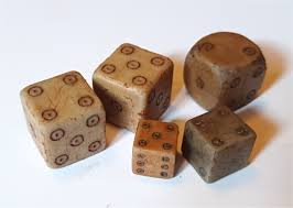Medieval era dice and game pieces